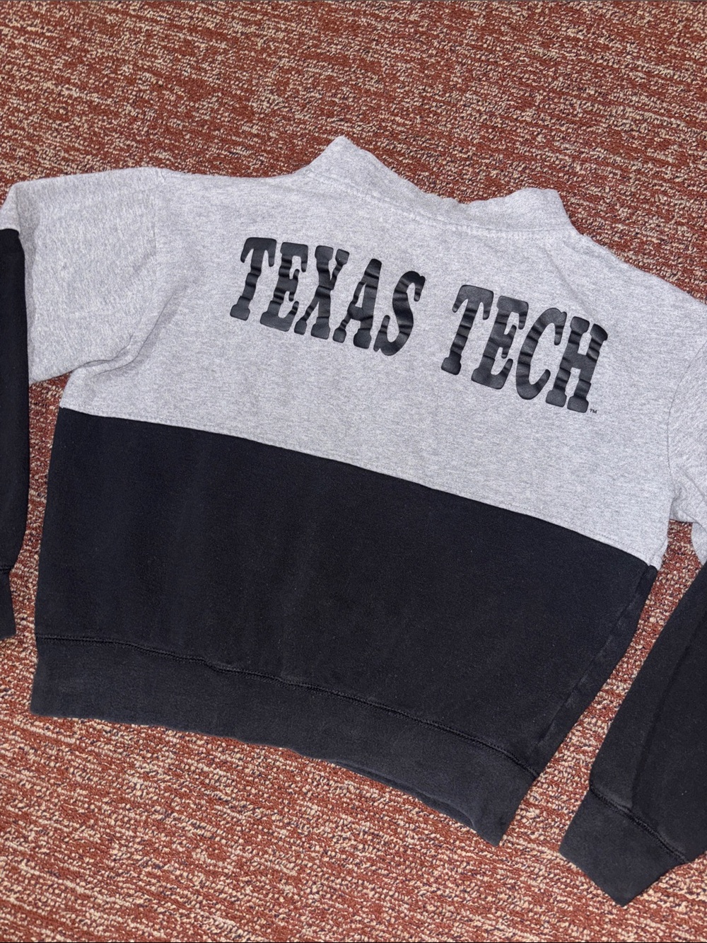 Texas Tech sweatshirt cropped boxy loose fit quarter zip pullover colorblock M